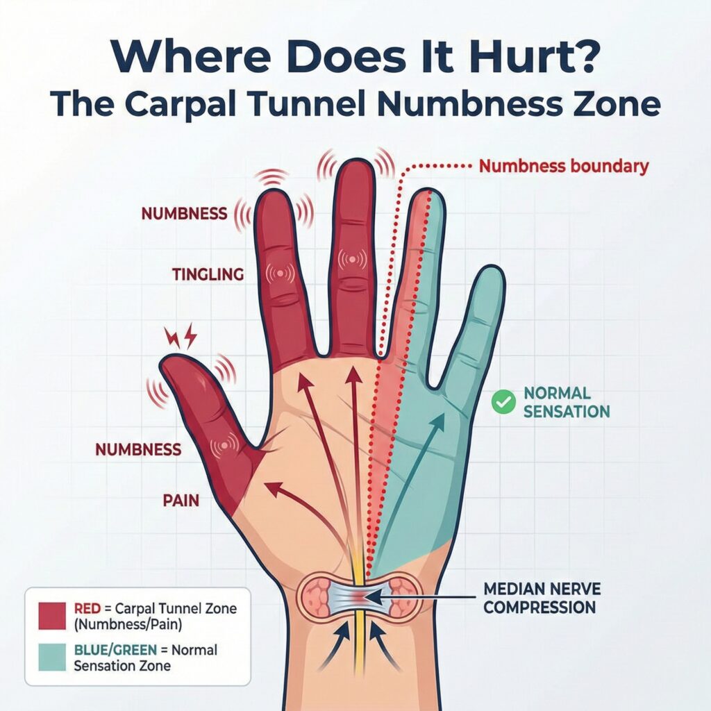 The Carpal Tunnel Numbness Zone.